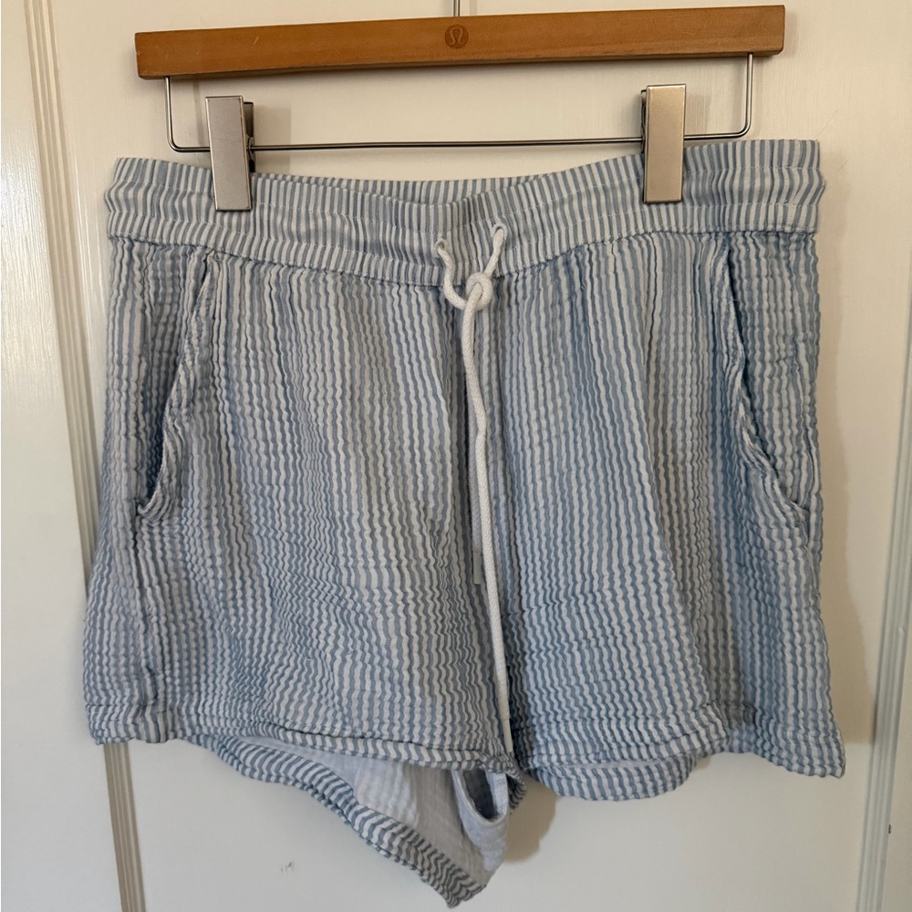 Lou & Grey Light Blue Striped gauze Shorts